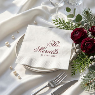 Serviette En Papier Mariage Cocktail Classique Personnalisé Mr et Mrs