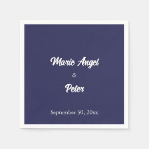 Serviette En Papier Mariage Cocktail Minimaliste Moderne Bleu Minuit