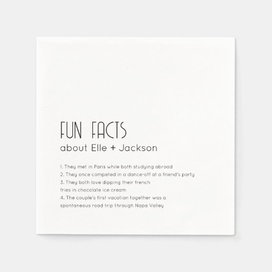 Serviette En Papier Mariage Cocktail serviettes avec des faits amusant (Devant)