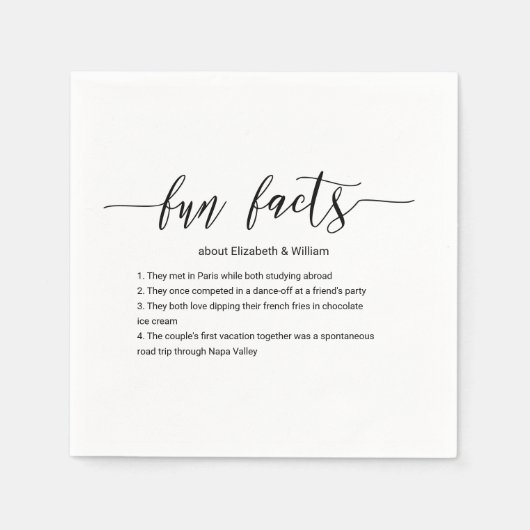 Serviette En Papier Mariage Cocktail serviettes avec des faits amusant (Devant)