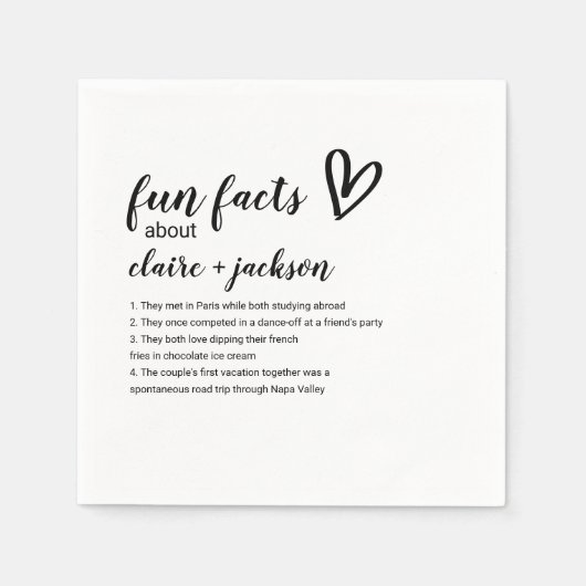 Serviette En Papier Mariage Cocktail serviettes avec des faits amusant (Devant)