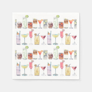 Serviette En Papier Mariage Cocktail serviettes Illustré Cocktail Heur