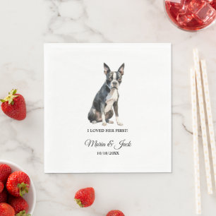 Serviette En Papier Mariage Cocktail Terrier de Boston