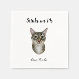 Serviette En Papier Mariage Cocktails Brown de chats