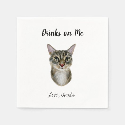 Serviette En Papier Mariage Cocktails Brown de chats (Devant)