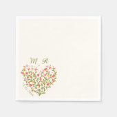Serviette En Papier Mariage coeur fleur sauvage (Devant)