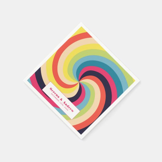 Serviette En Papier Mariage coloré rétro (Coin)