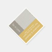 Serviette En Papier Mariage commémoratif chic gris et blanc Chevron (Coin)