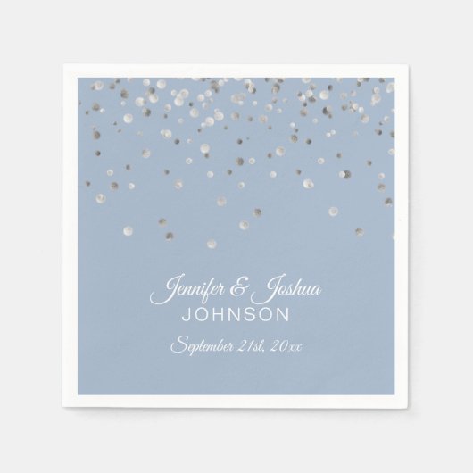 Serviette En Papier Mariage Confetti en argent Dusty (Devant)