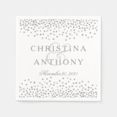 Serviette En Papier Mariage Confetti en argent Napkin personnalisé (Devant)