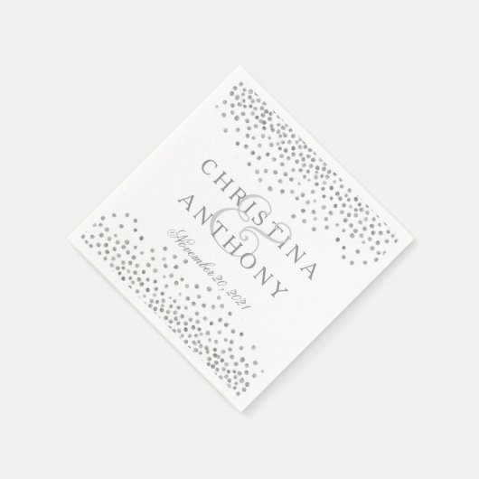 Serviette En Papier Mariage Confetti en argent Napkin personnalisé (Coin)
