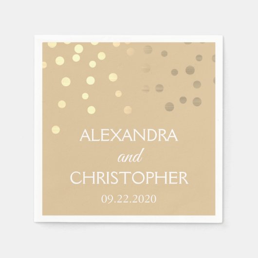 Serviette En Papier Mariage Confetti Gold (Devant)