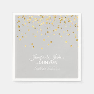 Serviette En Papier Mariage Confetti gris clair personnalisé