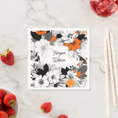 Serviette En Papier Mariage contemporain de fleurs orange monochrome (En situation)