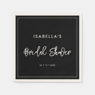 Serviette En Papier Mariage contemporain moderne noir