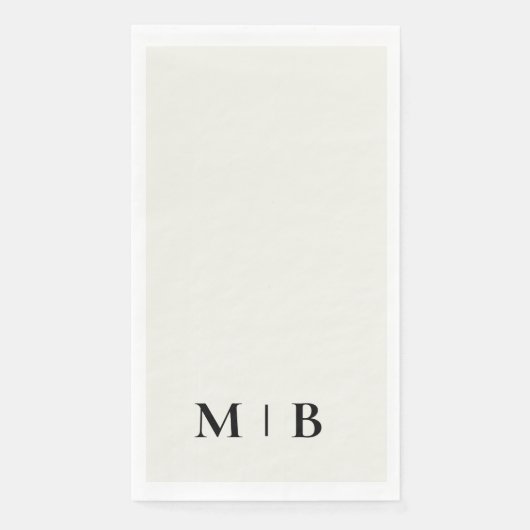 Serviette En Papier Mariage contemporain monogramme crème noir texte (Devant)