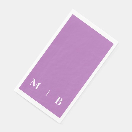 Serviette En Papier Mariage Contemporain Monogramme Orchidée (Coin)