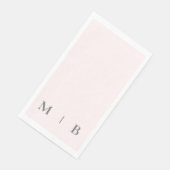 Serviette En Papier Mariage Contemporain Monogramme Rose Gris Texte (Coin)