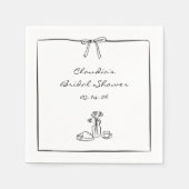 Serviette En Papier Mariage Coquette Dessiné à la Main et Sans Temps B (Devant)