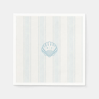 Serviette En Papier Mariage Coquillage Bleu de la Côte