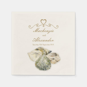 Serviette En Papier Mariage coquilles de mer art crème papier serviett