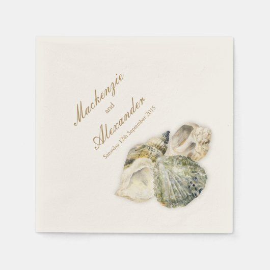 Serviette En Papier Mariage coquilles de mer art crème papier serviett (Devant)