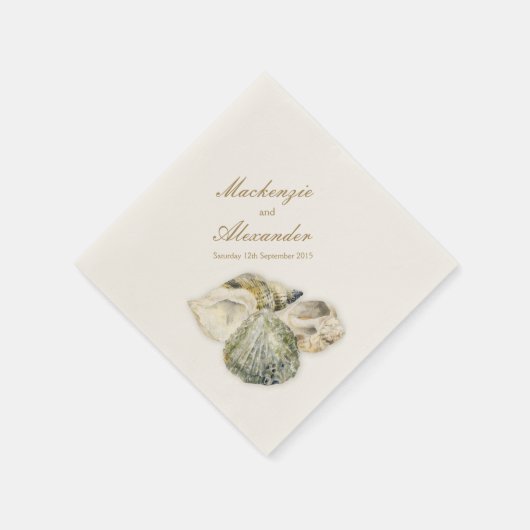 Serviette En Papier Mariage coquilles de mer art crème papier serviett (Coin)