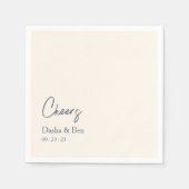 Serviette En Papier Mariage côtier Cocktail Napkin Bride & Groom Nom (Devant)