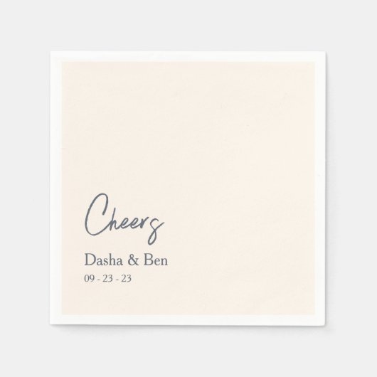 Serviette En Papier Mariage côtier Cocktail Napkin Bride & Groom Nom (Devant)