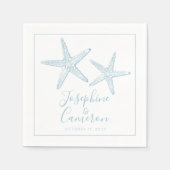 Serviette En Papier Mariage côtier de poisson étoilé bleu rouillé (Devant)