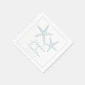 Serviette En Papier Mariage côtier de poisson étoilé bleu rouillé (Coin)