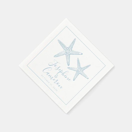 Serviette En Papier Mariage côtier de poisson étoilé bleu rouillé (Coin)