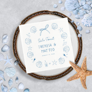 Serviette En Papier Mariage côtier nautique de fantaisie tiré à la mai