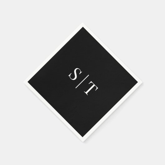 Serviette En Papier Mariage couleur Arrière - plan modifiable Monogram (Coin)