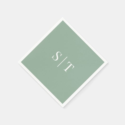 Serviette En Papier Mariage couleur Arrière - plan modifiable Monogram (Coin)