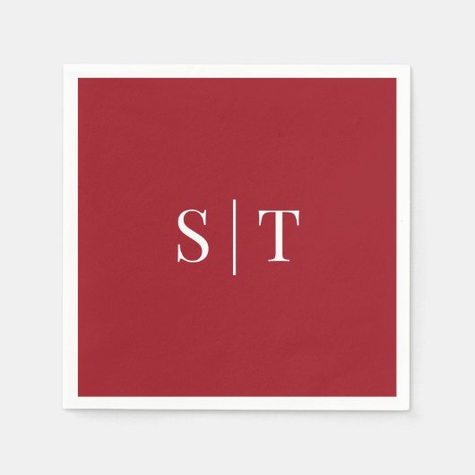 Serviette En Papier Mariage couleur Arrière - plan modifiable Monogram (Devant)