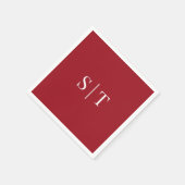 Serviette En Papier Mariage couleur Arrière - plan modifiable Monogram (Coin)