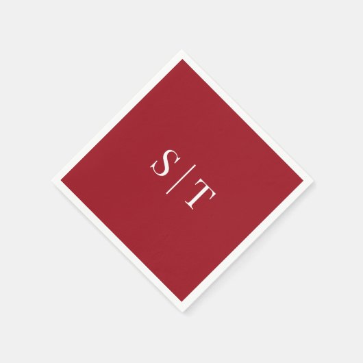 Serviette En Papier Mariage couleur Arrière - plan modifiable Monogram (Coin)