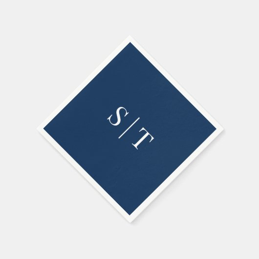 Serviette En Papier Mariage couleur Arrière - plan modifiable Monogram (Coin)