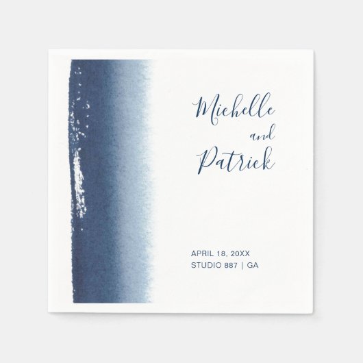 Serviette En Papier Mariage couleur bleu marine (Devant)