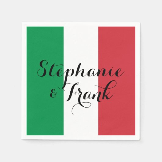 Serviette En Papier Mariage couleur drapeau italien (Devant)