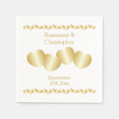 Serviette En Papier Mariage couleur or de conception de coeur (Devant)