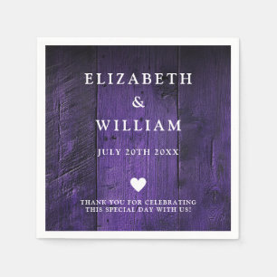 Serviette En Papier Mariage Country Bois Rustique Bohème Violet