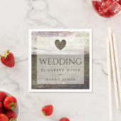 Serviette En Papier Mariage Country Wood Heart (En situation)