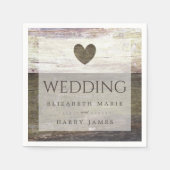 Serviette En Papier Mariage Country Wood Heart (Devant)