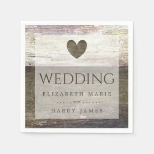 Serviette En Papier Mariage Country Wood Heart
