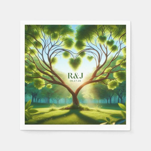 Serviette En Papier Mariage Couple Monogram Green Napkin (Devant)