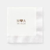 Serviette En Papier Mariage Couple Monogram Love Heart (Devant)