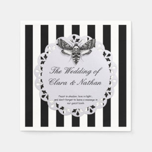 Serviette En Papier Mariage crâne de papillon gothique – Élégance somb