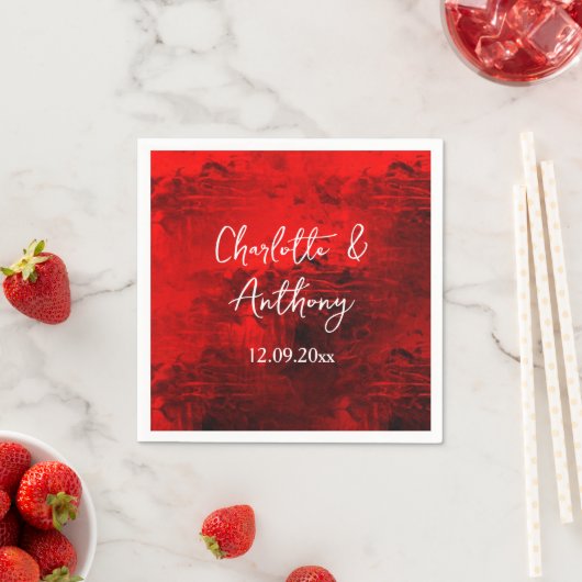 Serviette En Papier Mariage Creative Abstrait Artwork rouge (En situation)